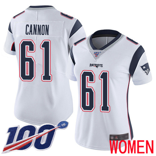 New England Patriots Football #61 100th Season Limited White Women Marcus Cannon Road NFL Jersey->youth nfl jersey->Youth Jersey